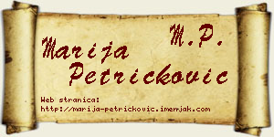 Marija Petričković vizit kartica